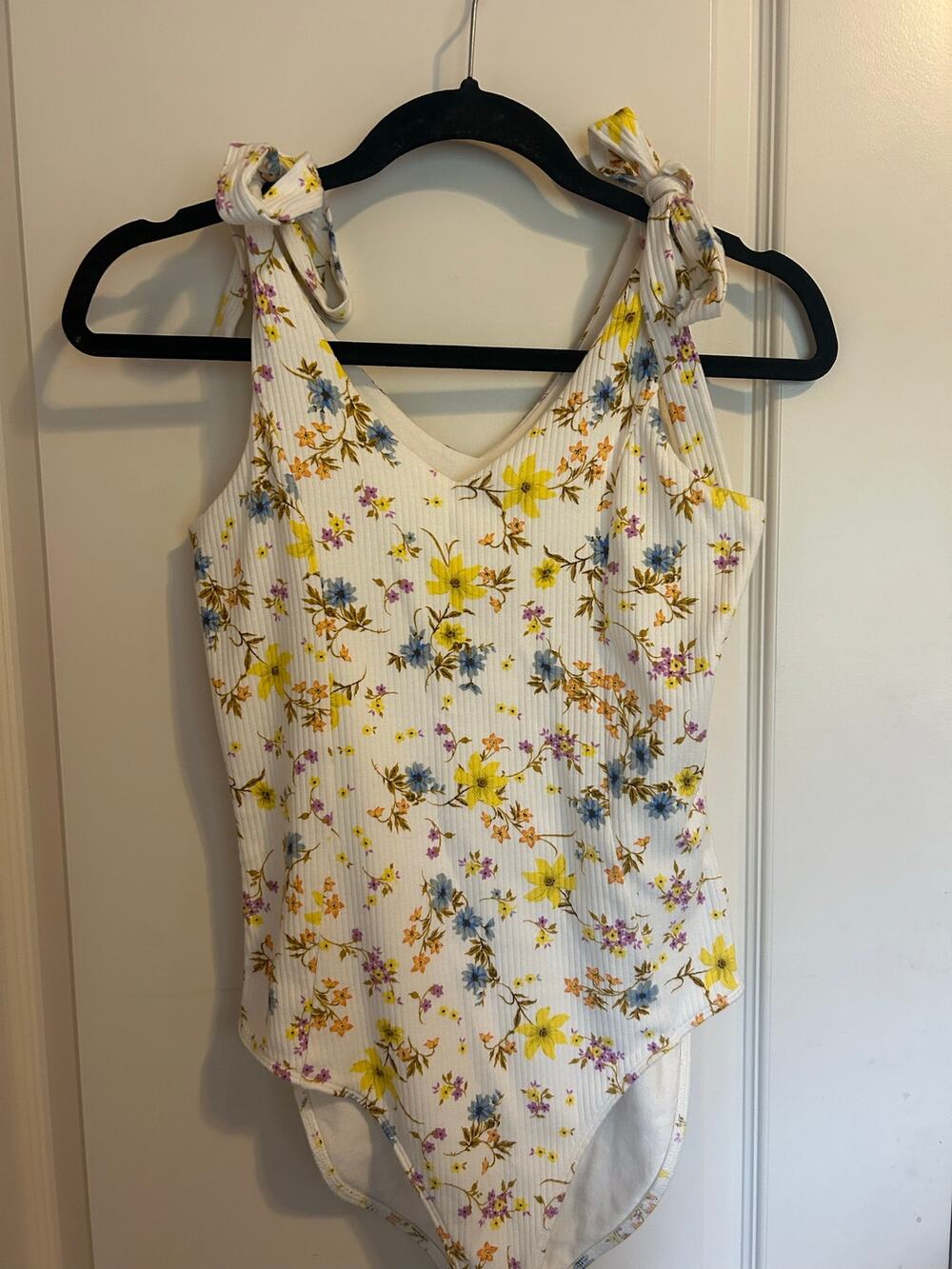 Old Navy Floral Print Ribbed Bodysuit Y2K Cottagecore Size S